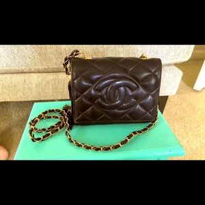 CC genuine leather quilted crossbody with tassel